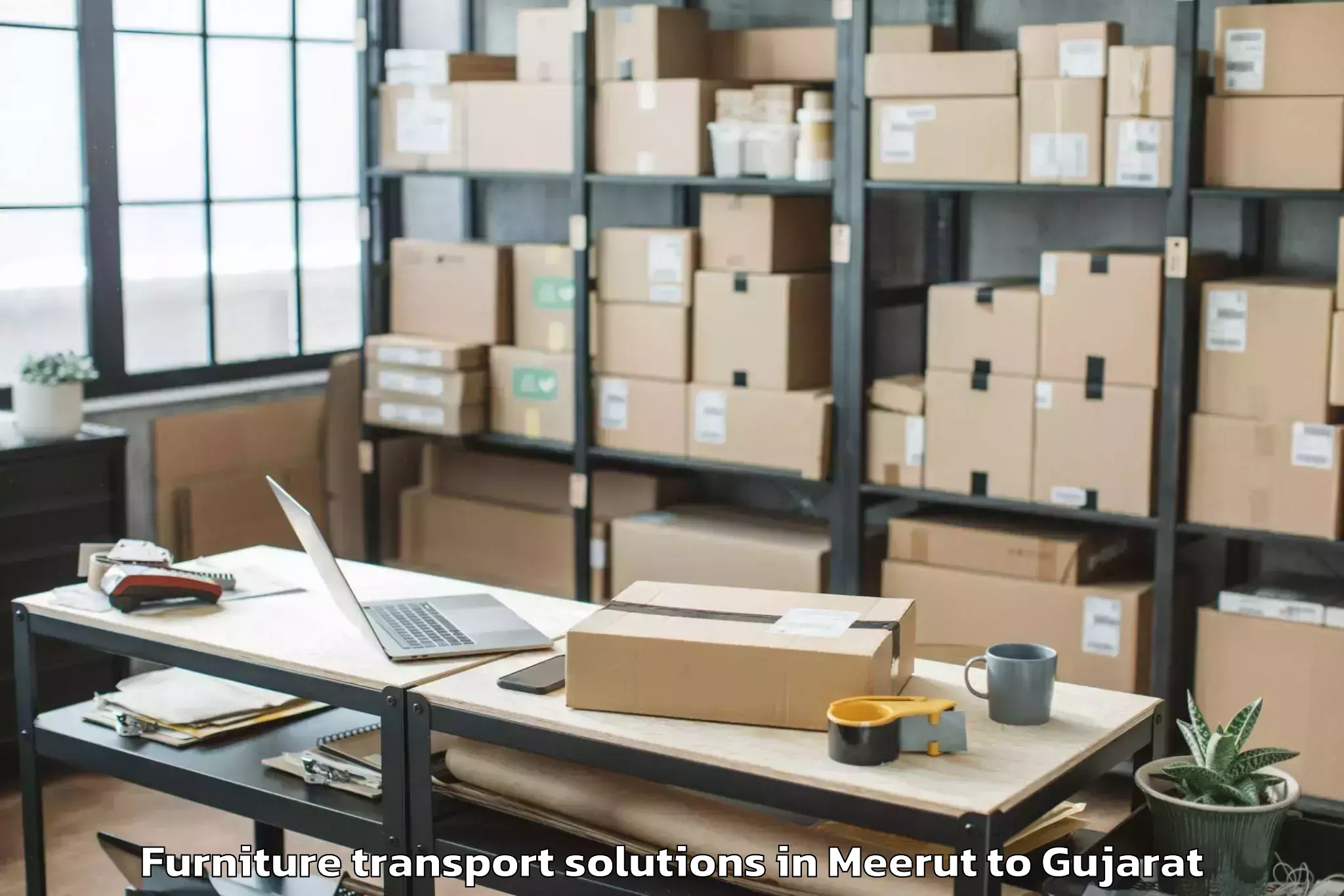 Book Meerut to Jhulasan Furniture Transport Solutions Online